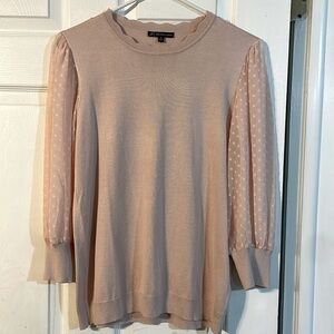 Adrianna Papell Pink Dot 3/4 Sleeve Sweater Blush Pink